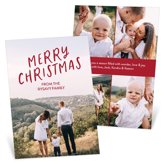 Christmas photo card with large red 