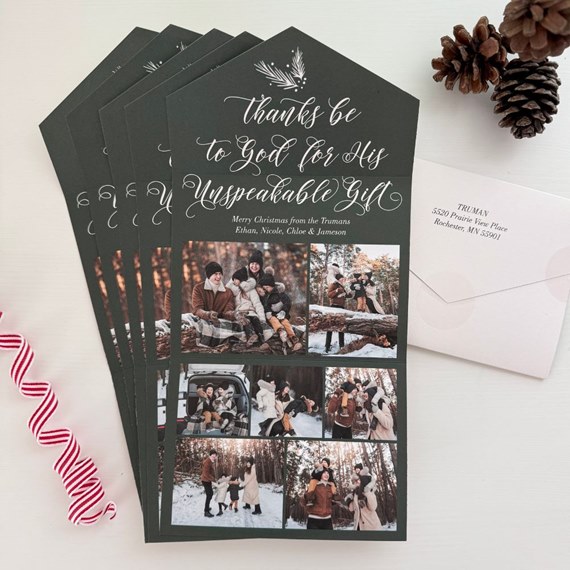Christmas card with photo placeholders and text area