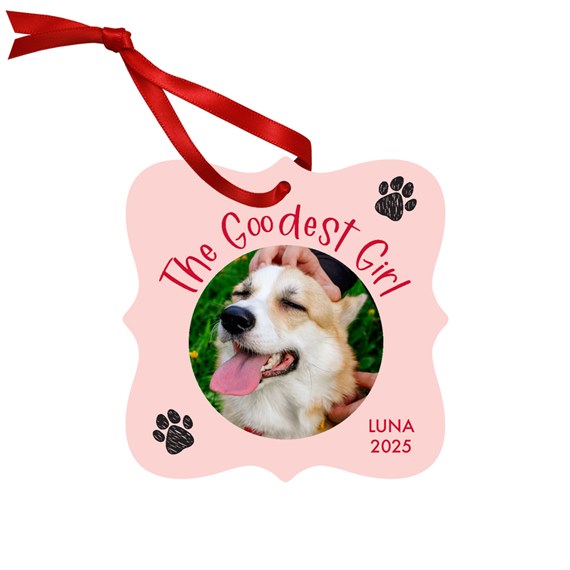 pet ornament with photo placeholder and text area
