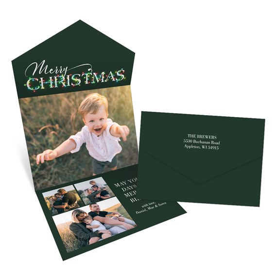 Christmas card with photo area and envelope