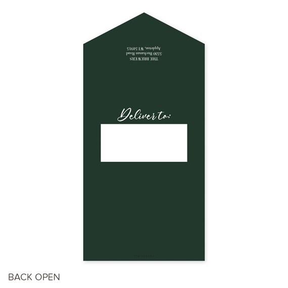 dark green card with photo area and text