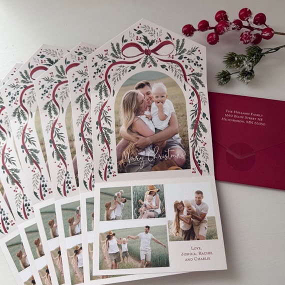 botanical Christmas card with photo area and collage