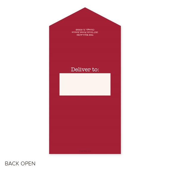 red christmas card with address area