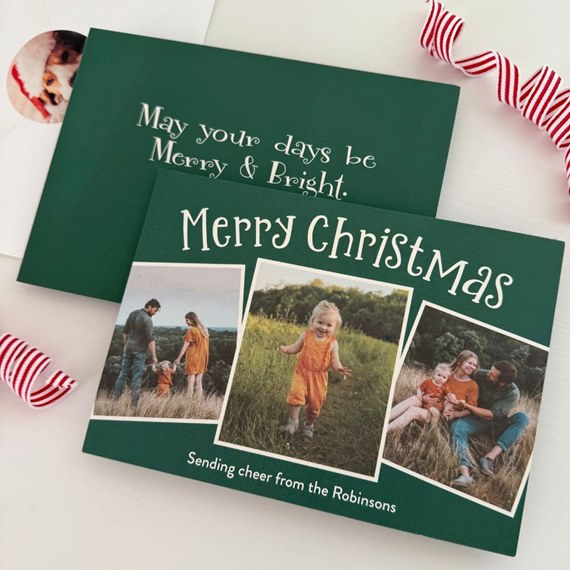 Christmas card with photo placeholders and text