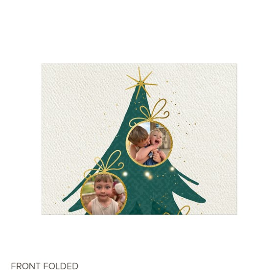 Christmas card with tree design and photo placeholders