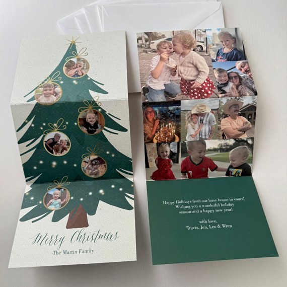 Christmas card with photo placeholders and text