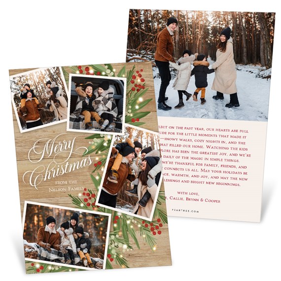Christmas card with photo placeholders and festive design