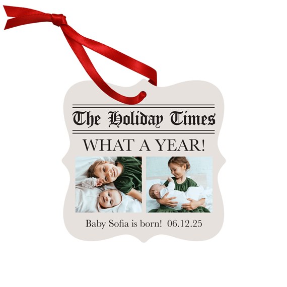 metal ornament with photo placeholders and customizable text area