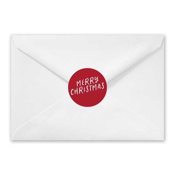 white envelope with red seal and text