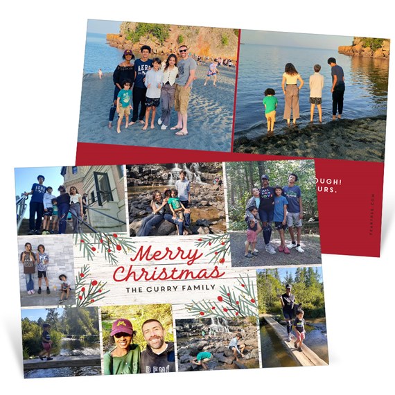 collage Christmas card with photo placeholders and rustic design