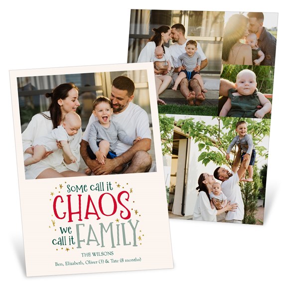 Christmas card with photo placeholders and festive text