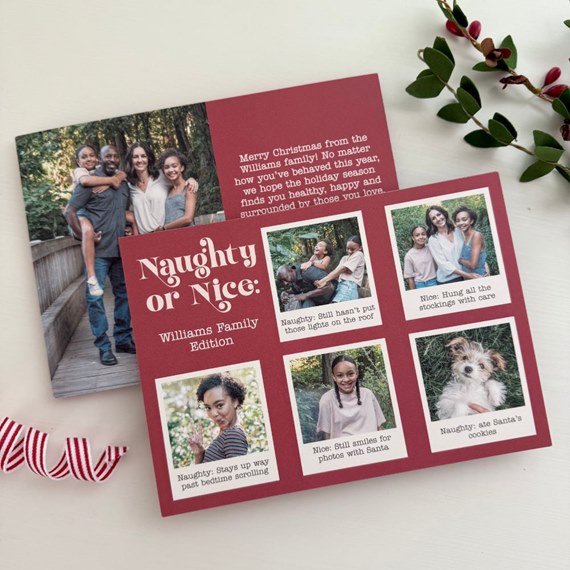 Christmas card with photo placeholders and captions