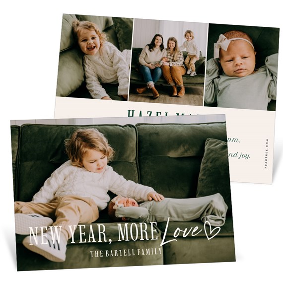 New Year card with photo collage and customizable text area