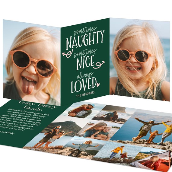 tri-fold card with family photo collage and text area