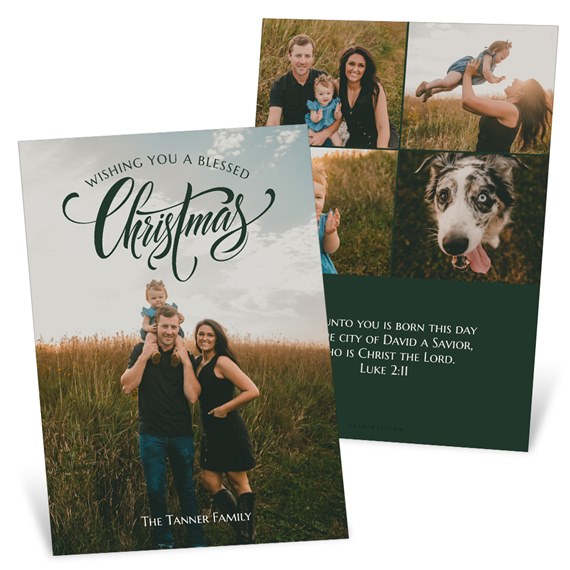 Christmas card with photo placeholders and script greeting