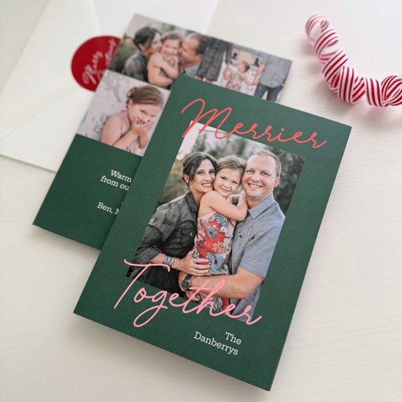 Christmas card with photo placeholder and customizable text area