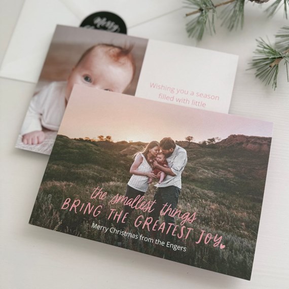 Christmas card with family photo and text