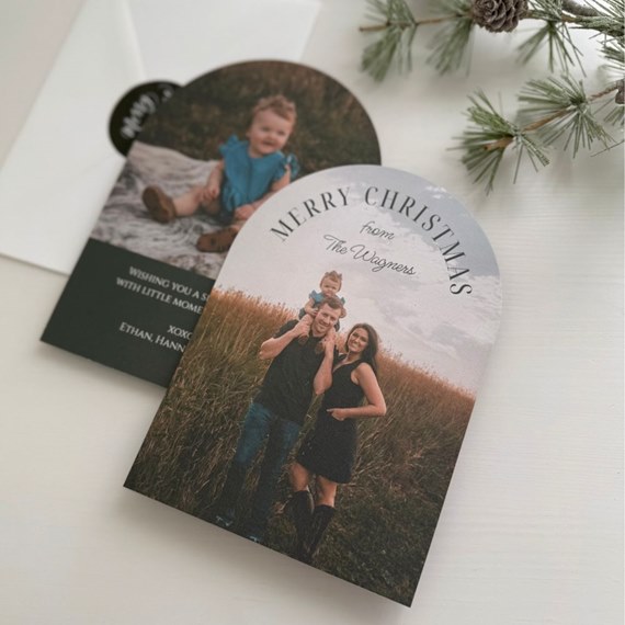 Christmas card with photo area and text