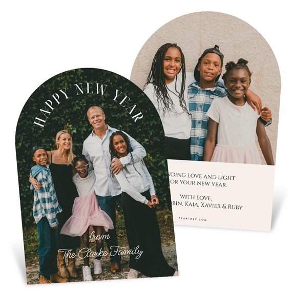 New Year card with photo placeholder and customizable text area