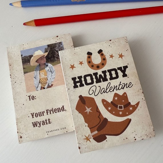 cowboy themed valentine card with photo placeholder