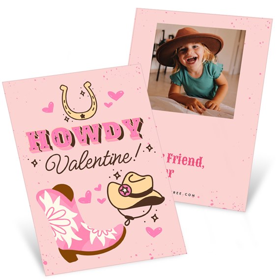 valentine card with photo placeholder and cowboy theme
