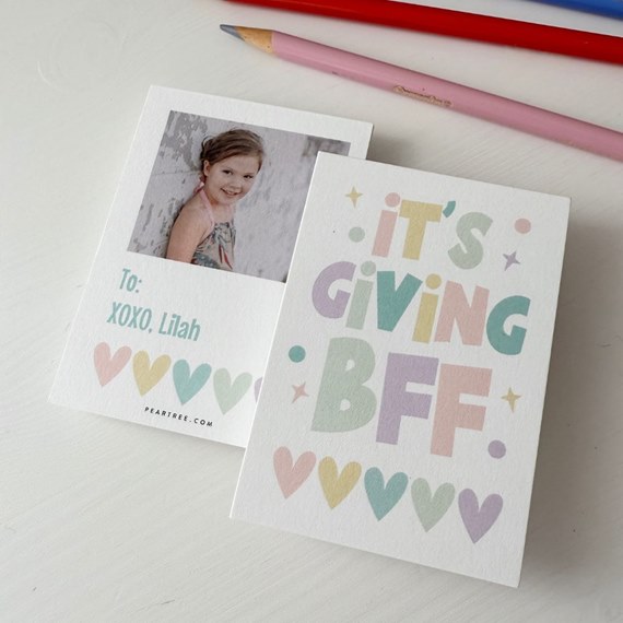card with photo placeholder and colorful text