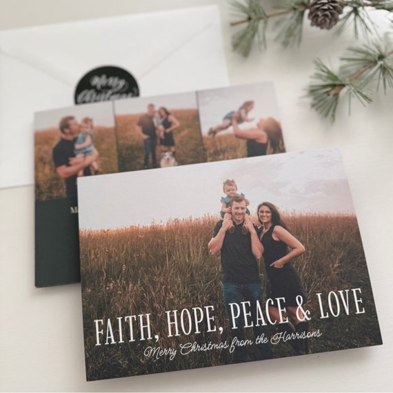 Christmas card with photo area and text