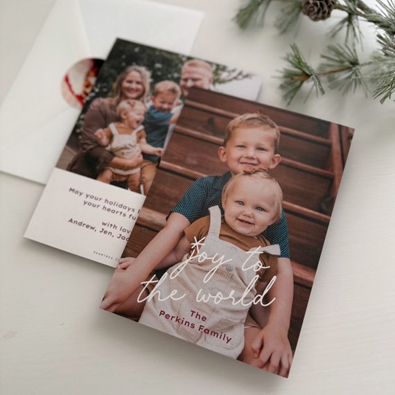 Christmas card with photo area and text