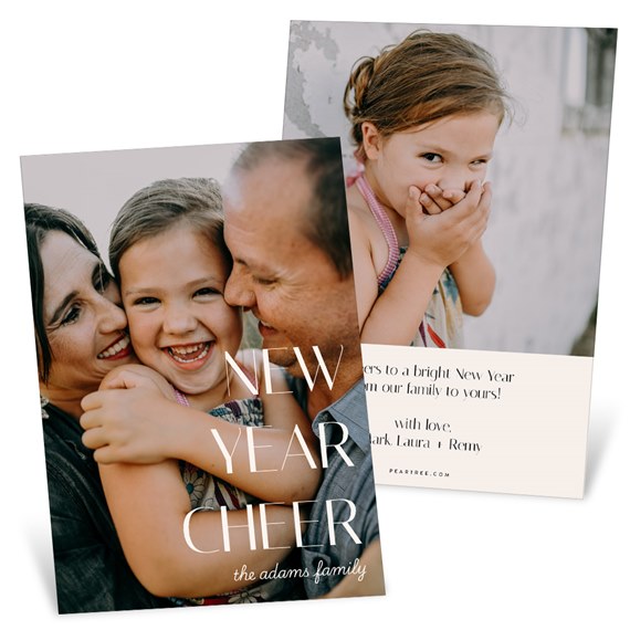 New Year card with family photo and text area