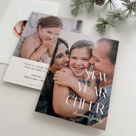 New Year card with family photo and text