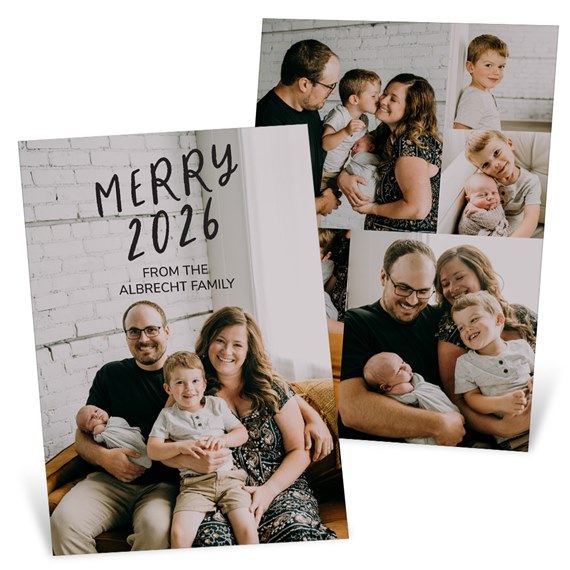 holiday card with photo area and text