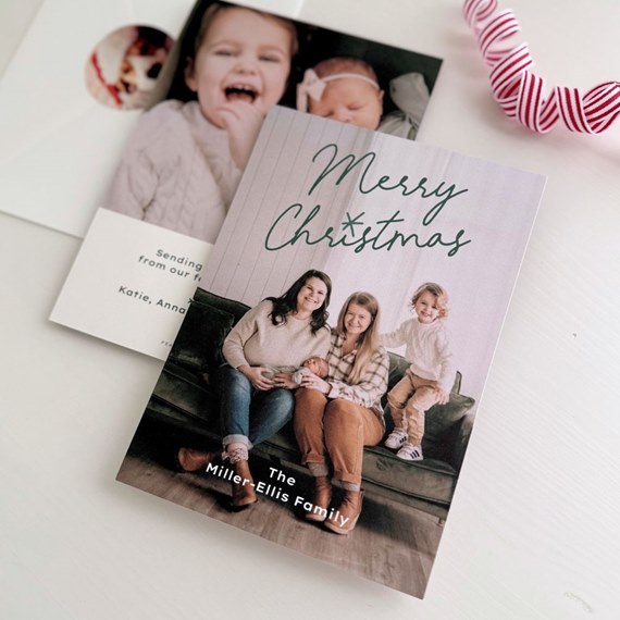 holiday card with photo area and text