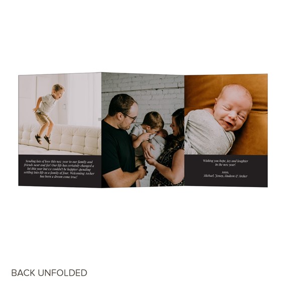 tri-fold card with photo placeholders
