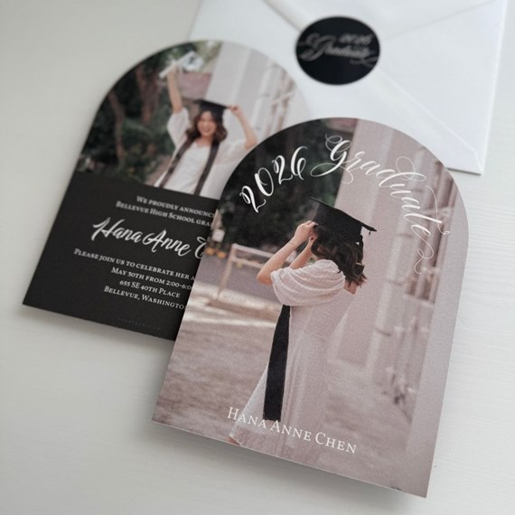 graduation announcement card with photo area