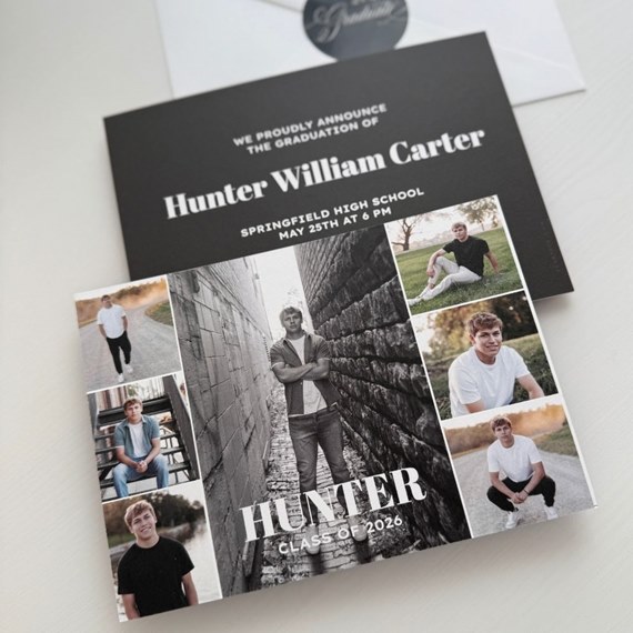 graduation announcement with photo placeholders and text