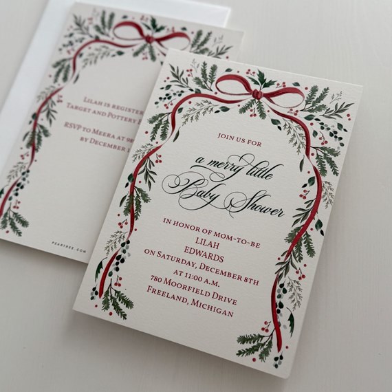 baby shower invitation with floral design and text area