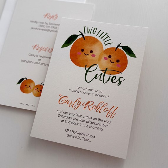 baby shower invitation with orange fruit design