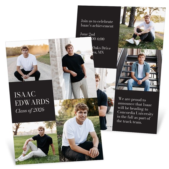 graduation invitation with photo placeholders and text areas