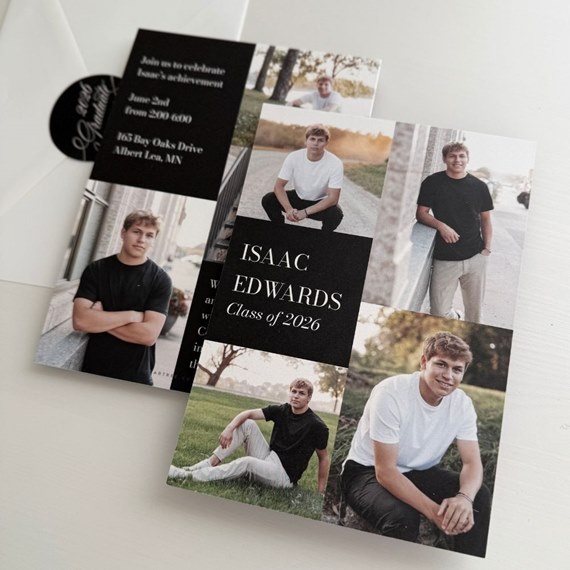 graduation invitation with photo placeholders