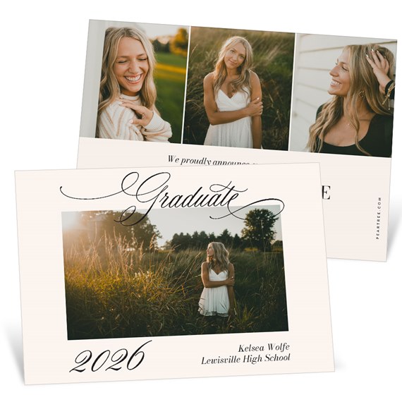 graduation invitation with photo area and elegant script