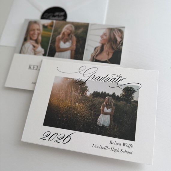 graduation invitation with photo area and elegant text