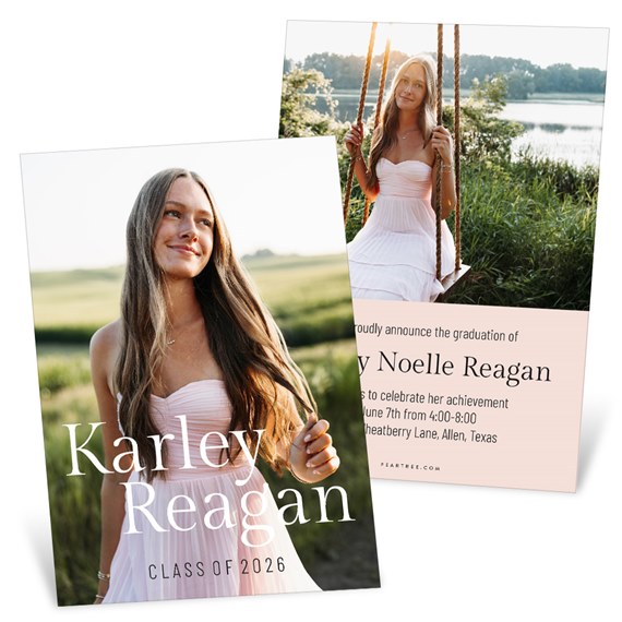 graduation announcements with customizable text area and photo placeholder