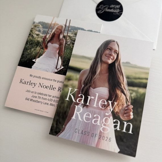 graduation announcements with photo area and text