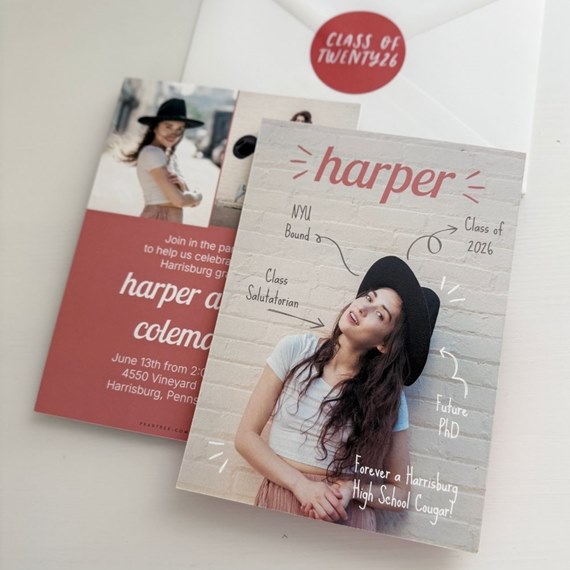 graduation invitation with customizable text area and photo placeholder