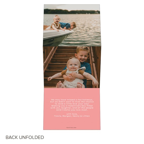 valentine's day card with photo placeholders and text area