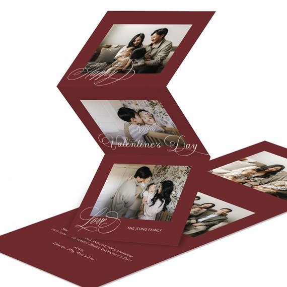 Valentine's Day card with photo placeholders and calligraphy text