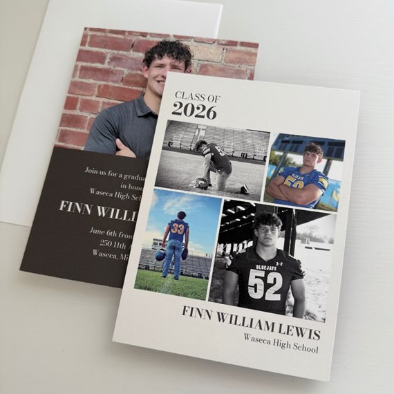 graduation invitation with photo placeholders and event details