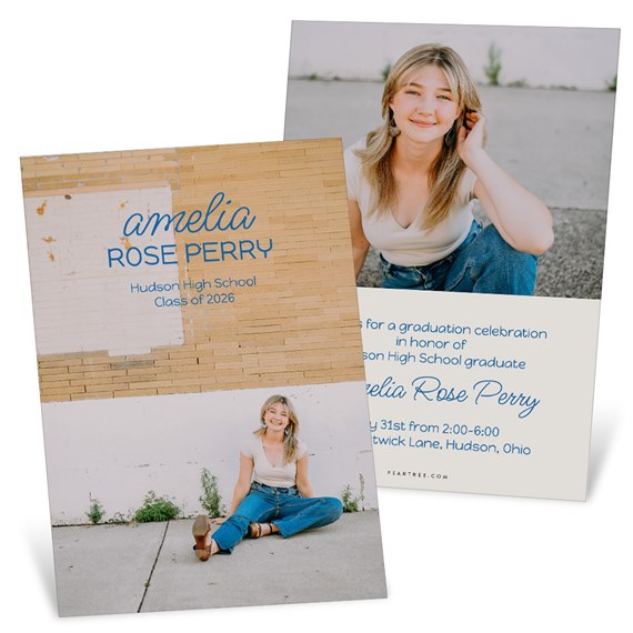 graduation invitation with photo area and event details