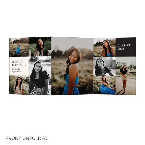 graduation invitation with photo collage, customizable text area