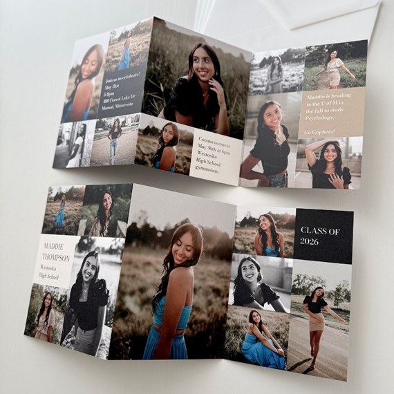 graduation invitation with photo placeholders and text